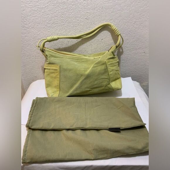 almas lime green suede bag hobo perforated - Picture 1 of 13